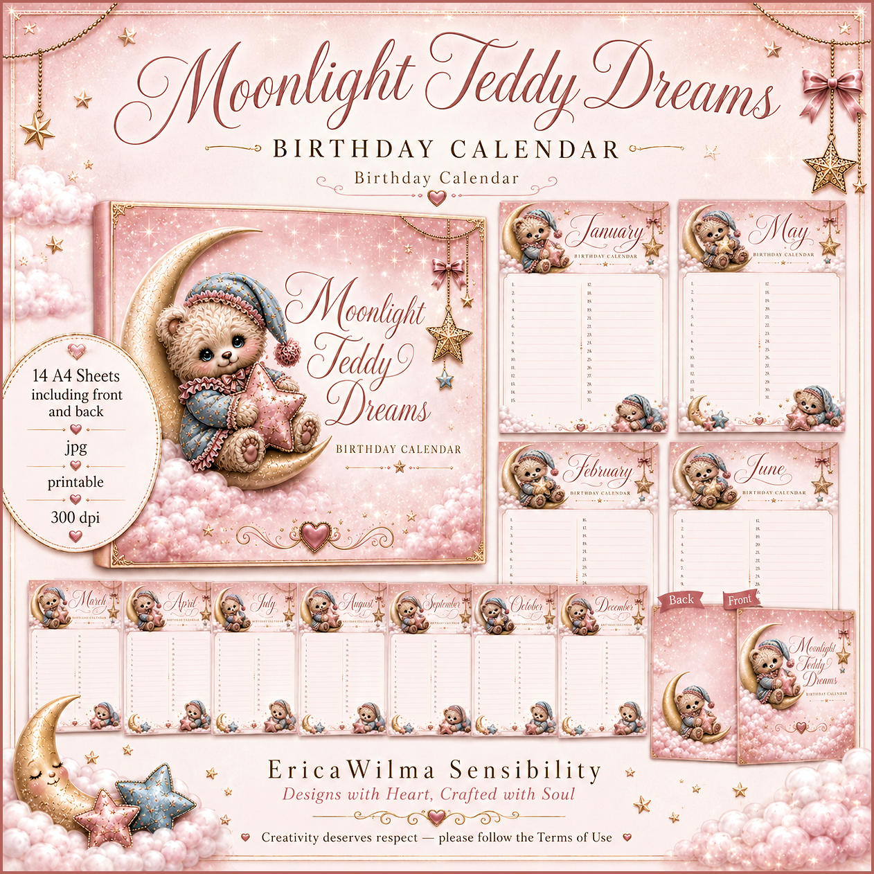 (image for) EW AI Birthday Calendar Moonlight Teddy Dreams 2026